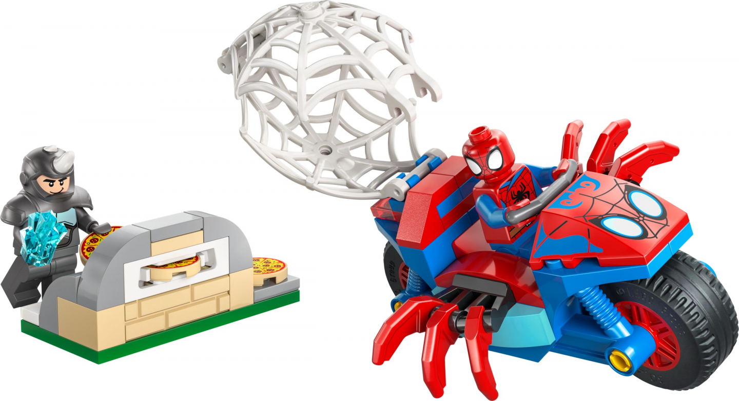 Spidey op zijn motor vs. Rhino