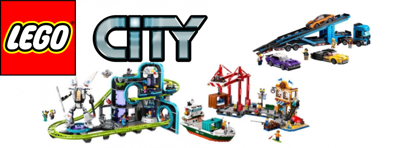 Nieuwe LEGO City Sets: Duik in Avonturen met (60421 )Robot World Roller Coaster Park, (60422 )Seaside Harbor en (60408 )Car Transporter Truck