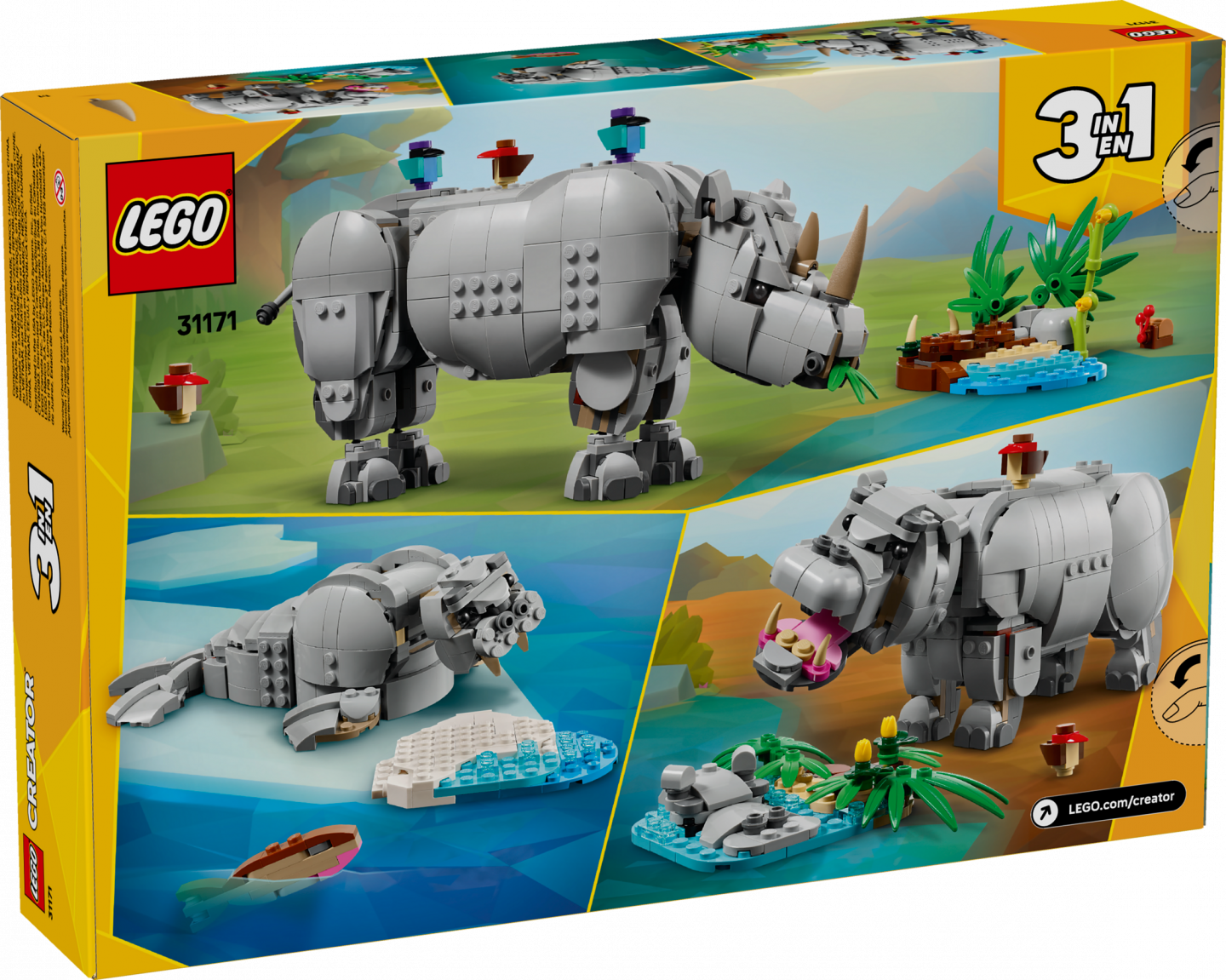Wilde dieren: machtige neushoorn met vogels — Afbeelding 11