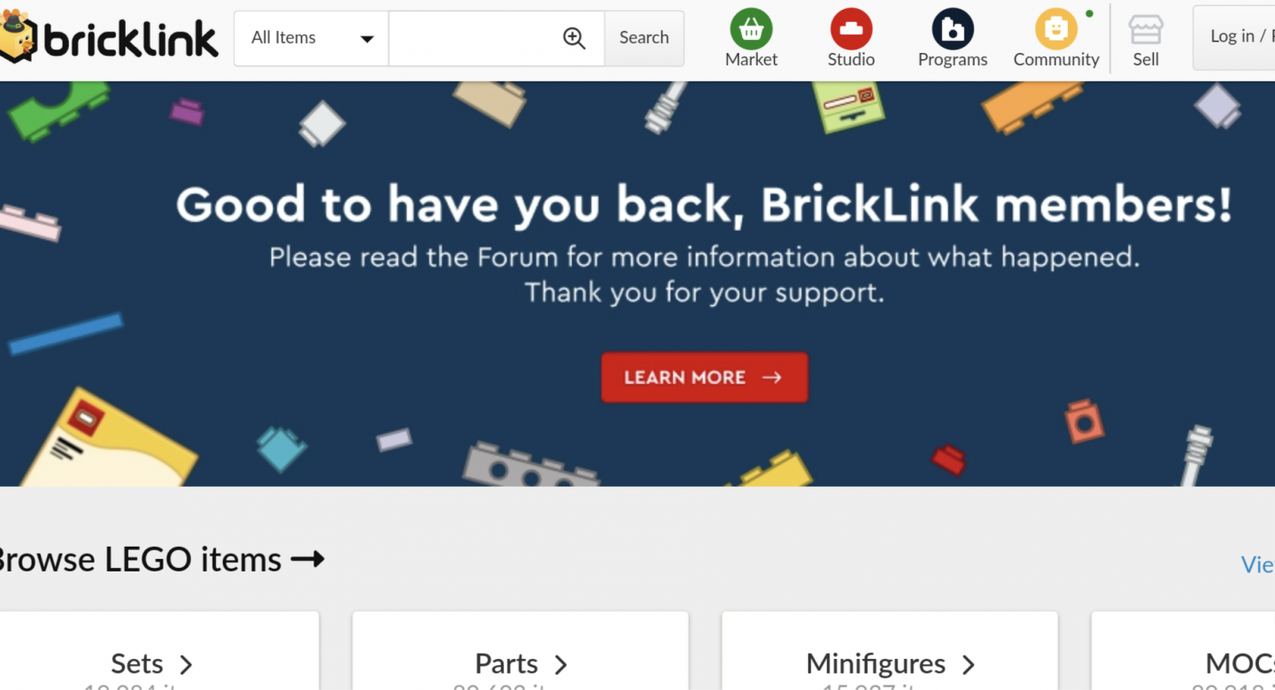 BrickLink  (van LEGO) offline na mogelijke hack
