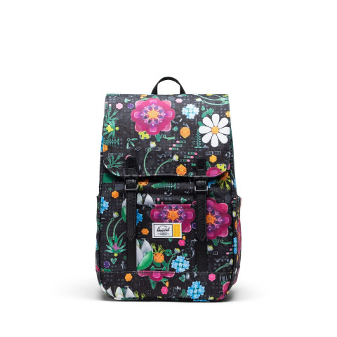 Herschel Retreat kleine rugzak - vrolijke bloemen - zwart