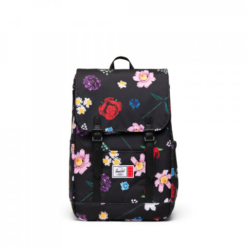 Herschel Retreat kleine rugzak - zwart met dwarrelende bloemen