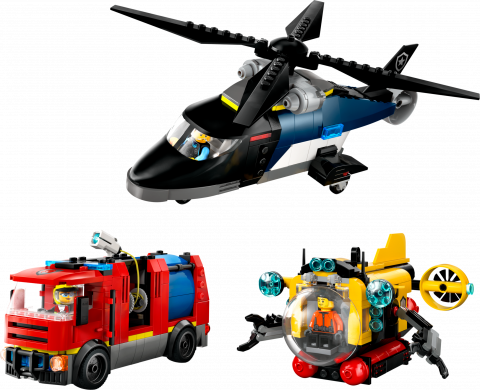 Helikopter, brandweerauto en onderzeeër remix