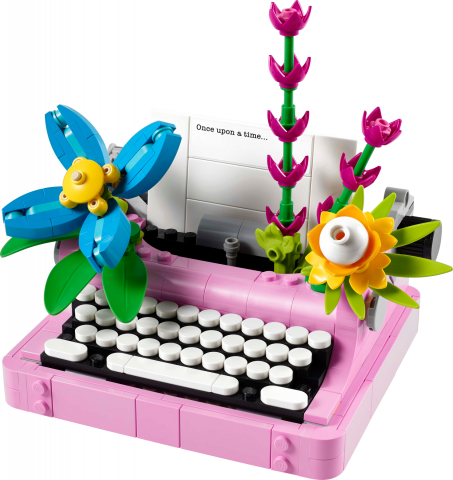 Typemachine met bloemen